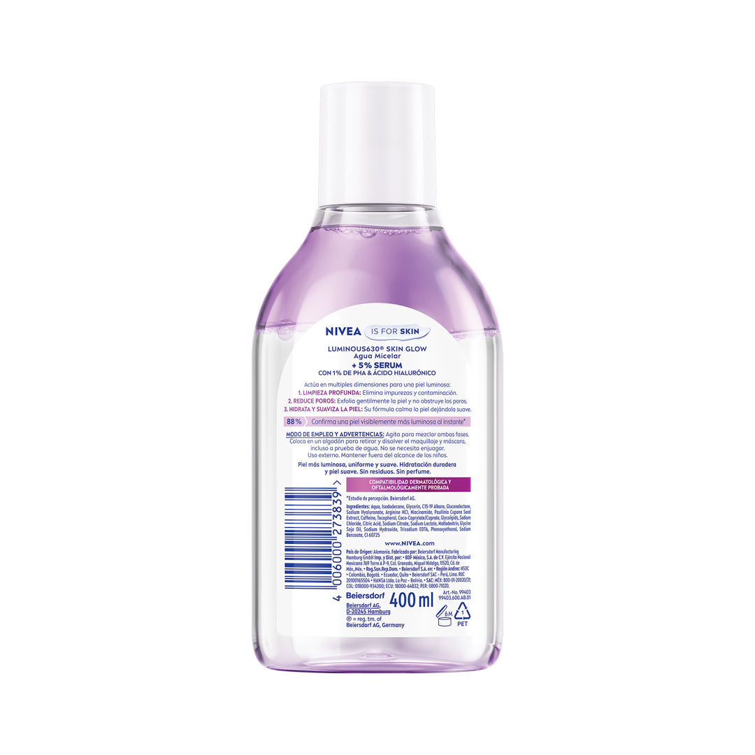 NIVEA Luminous 630 Skin Glow Agua Micelar 400ml