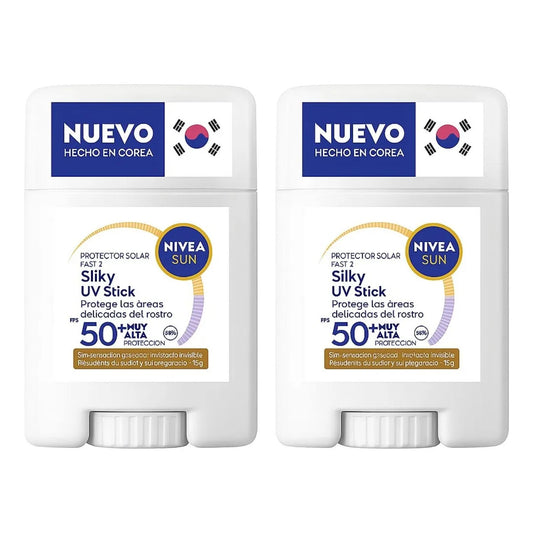 2pack Nivea Sun Stick Barra Fps50+ Acabado Invisible 15g C/u