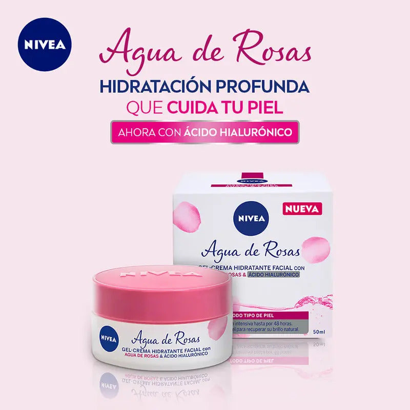 Gel Crema Nivea Hidratación 48 Horas Con Agua De Rosas 50ml