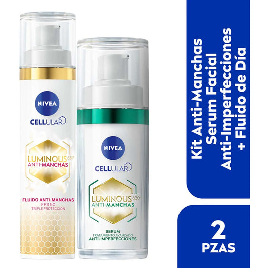 2 Pack Nivea Luminous Serum Anti Imperfecciones + Fluido Día