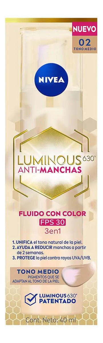 Nivea Luminous630 Fluido Antimanchas Tono Medio 40 ml