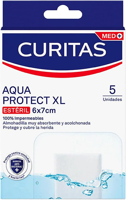 Curitas Aqua Protect Venditas XL, Apósito flexible y repelente al agua que cubre y protege heridas pequeñas, medianas y grandes