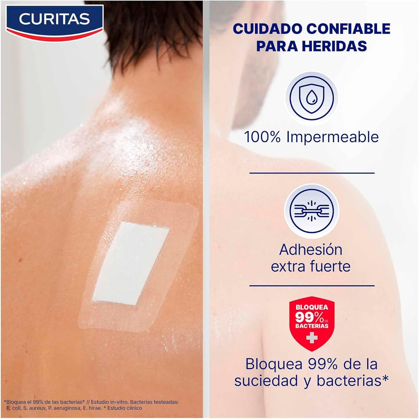 Curitas Aqua Protect Venditas XL, Apósito flexible y repelente al agua que cubre y protege heridas pequeñas, medianas y grandes