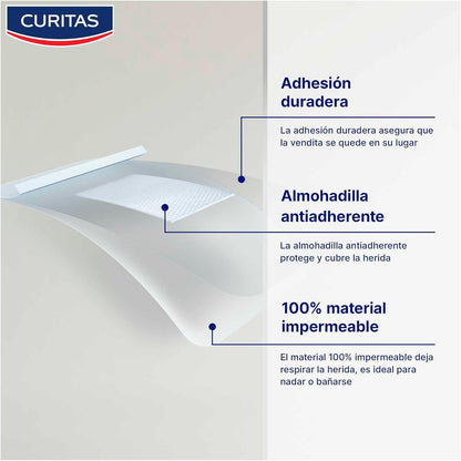 Curitas Aqua Protect Venditas XL, Apósito flexible y repelente al agua que cubre y protege heridas pequeñas, medianas y grandes