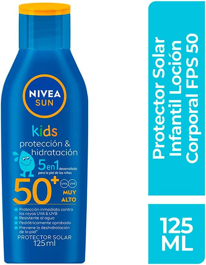 Protector Solar Corporal NIVEA SUN Protección & Hidratación Kids FPS 50+ 125Ml, Sin Fragancia