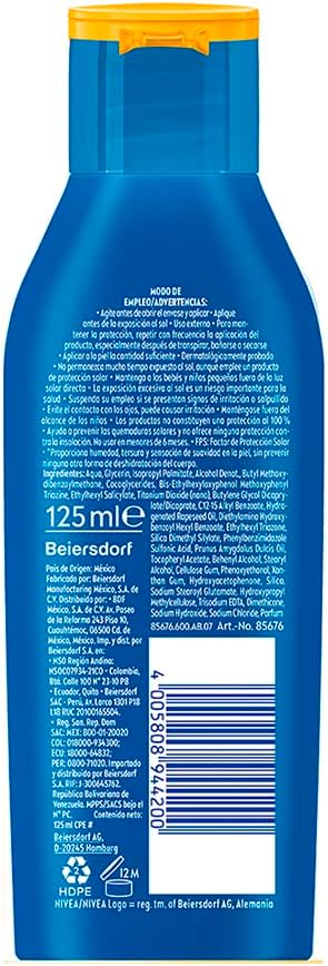 Protector Solar Corporal NIVEA SUN Protección & Hidratación Kids FPS 50+ 125Ml, Sin Fragancia