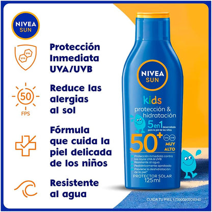 Protector Solar Corporal NIVEA SUN Protección & Hidratación Kids FPS 50+ 125Ml, Sin Fragancia