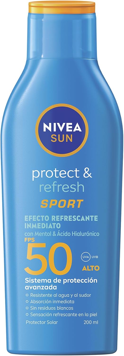 Protector Solar Corporal NIVEA SUN Protect & Refresh Sport En Loción FPS 50+ 200Ml, Rápida Absorción