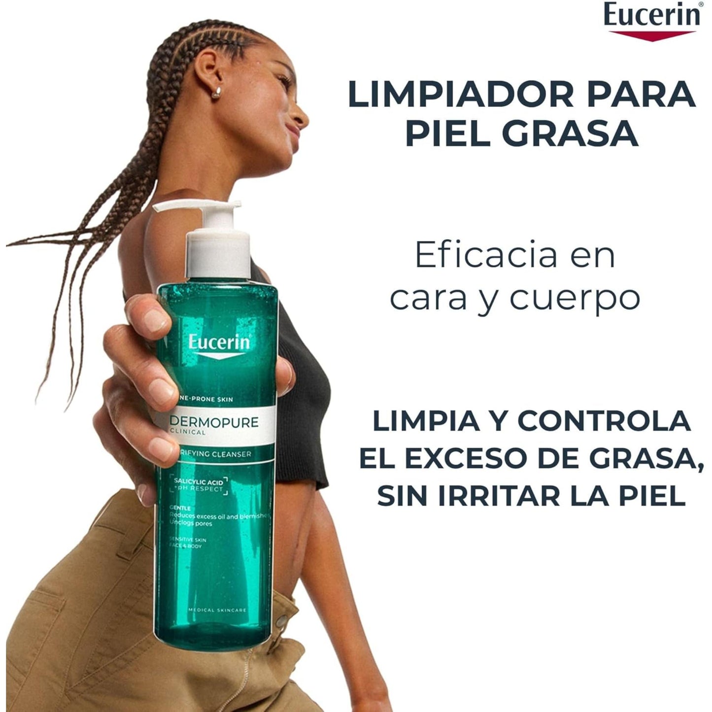 Eucerin Dermopure Clinical Gel Limpiador Facial y Corporal Purificante para Piel Sensible 200 Ml