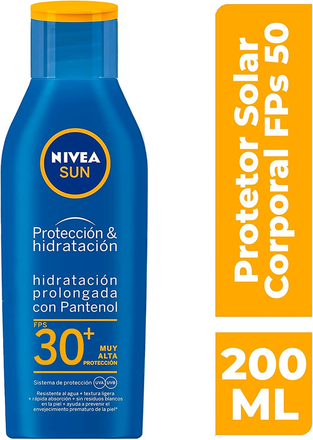 Protector Solar Corporal NIVEA SUN Protección E Hidratación Fps30+ 200Ml, Con Vitamina C Y Ácido Hialurónico