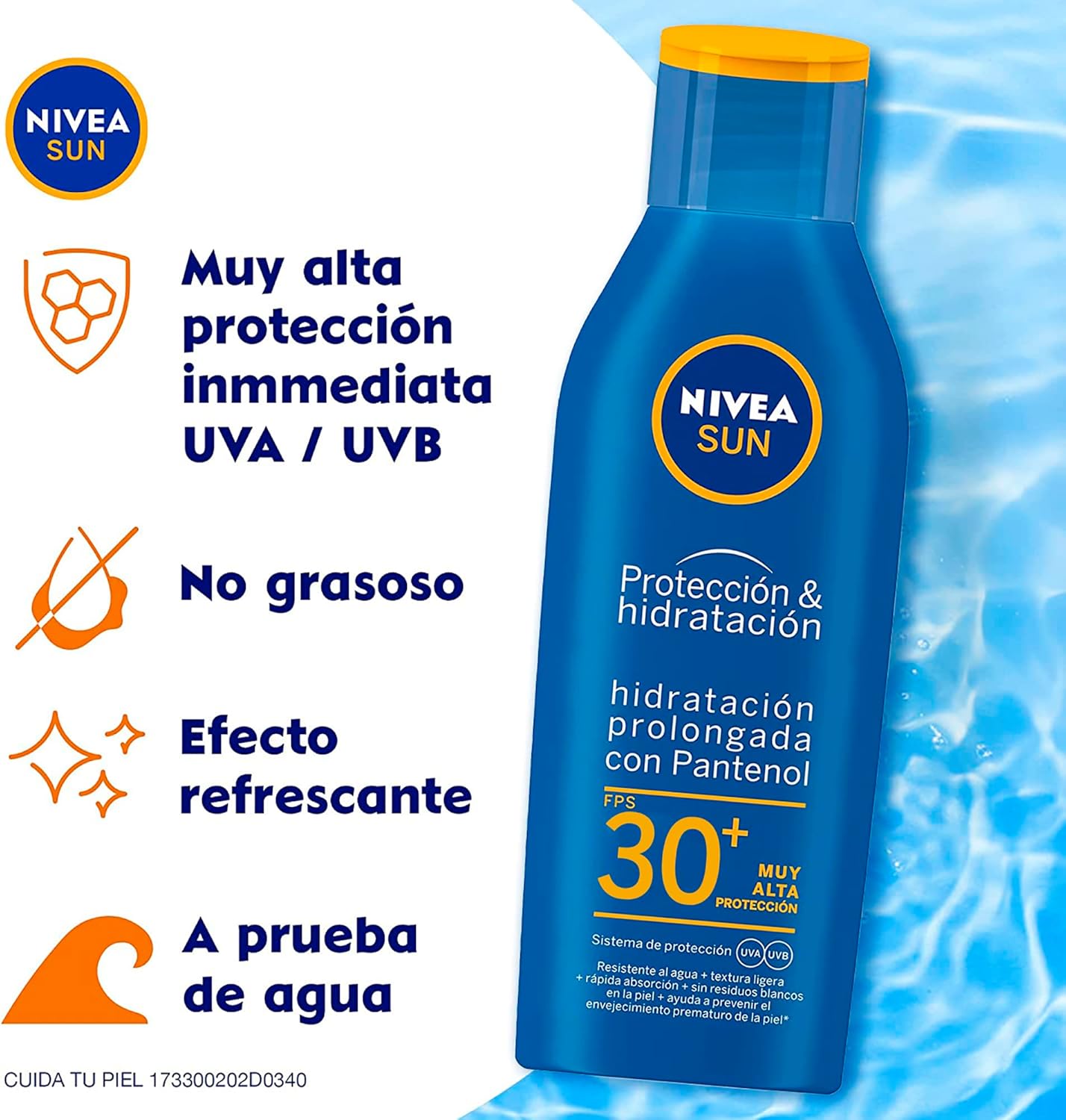Protector Solar Corporal NIVEA SUN Protección E Hidratación Fps30+ 200Ml, Con Vitamina C Y Ácido Hialurónico