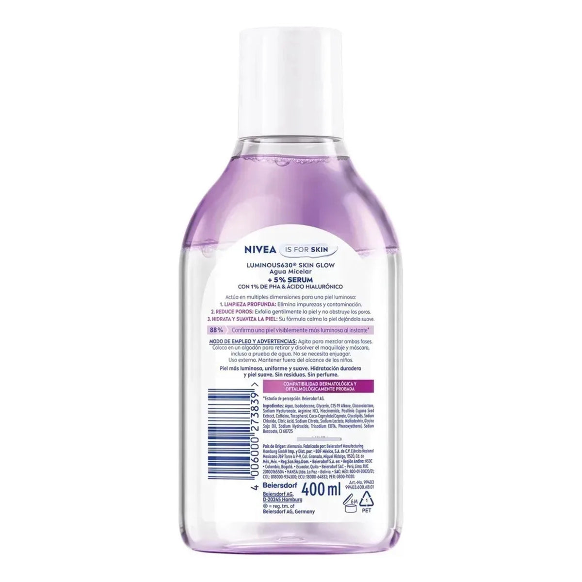 Nivea Luminous 630 Skin Glow Agua Micelar 400ml