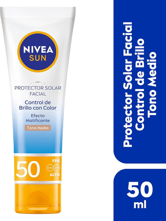 NIVEA SUN Control Brillo Tono Medio FPS 50+ 50 ml