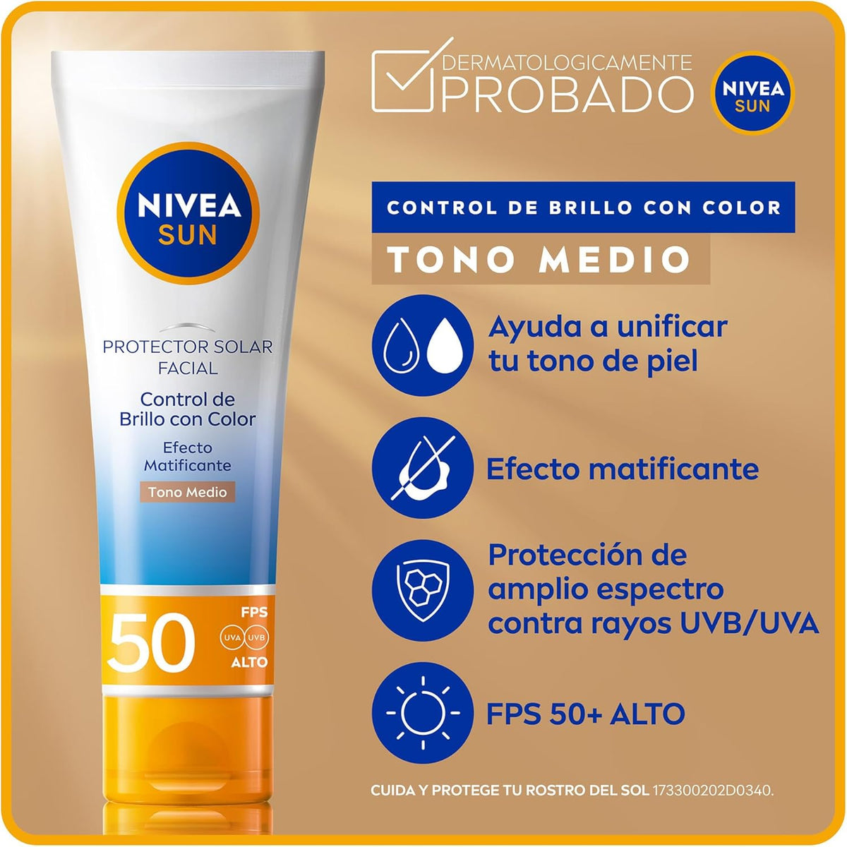 NIVEA SUN Control Brillo Tono Medio FPS 50+ 50 ml