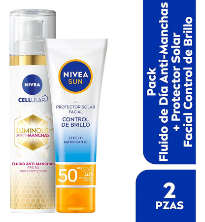 2 Pack Nivea Fluido Día Luminous + Nivea Sun Oil Control