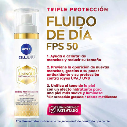 2 Pack Nivea Fluido Día Luminous + Nivea Sun Oil Control