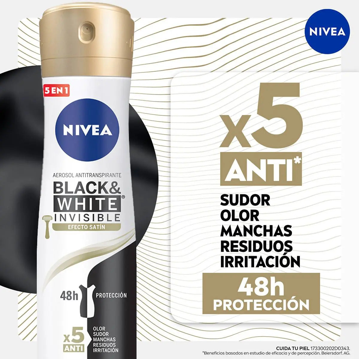 Nivea Black White Satín Desodorante 150 ml