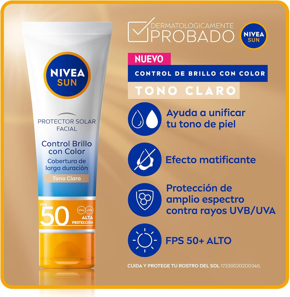 NIVEA SUN Control Brillo Tono Claro FPS 50+ 50 ml