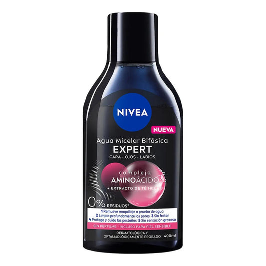 Agua Micelar Bifásica Nivea Micellair Black Expert 400 Ml