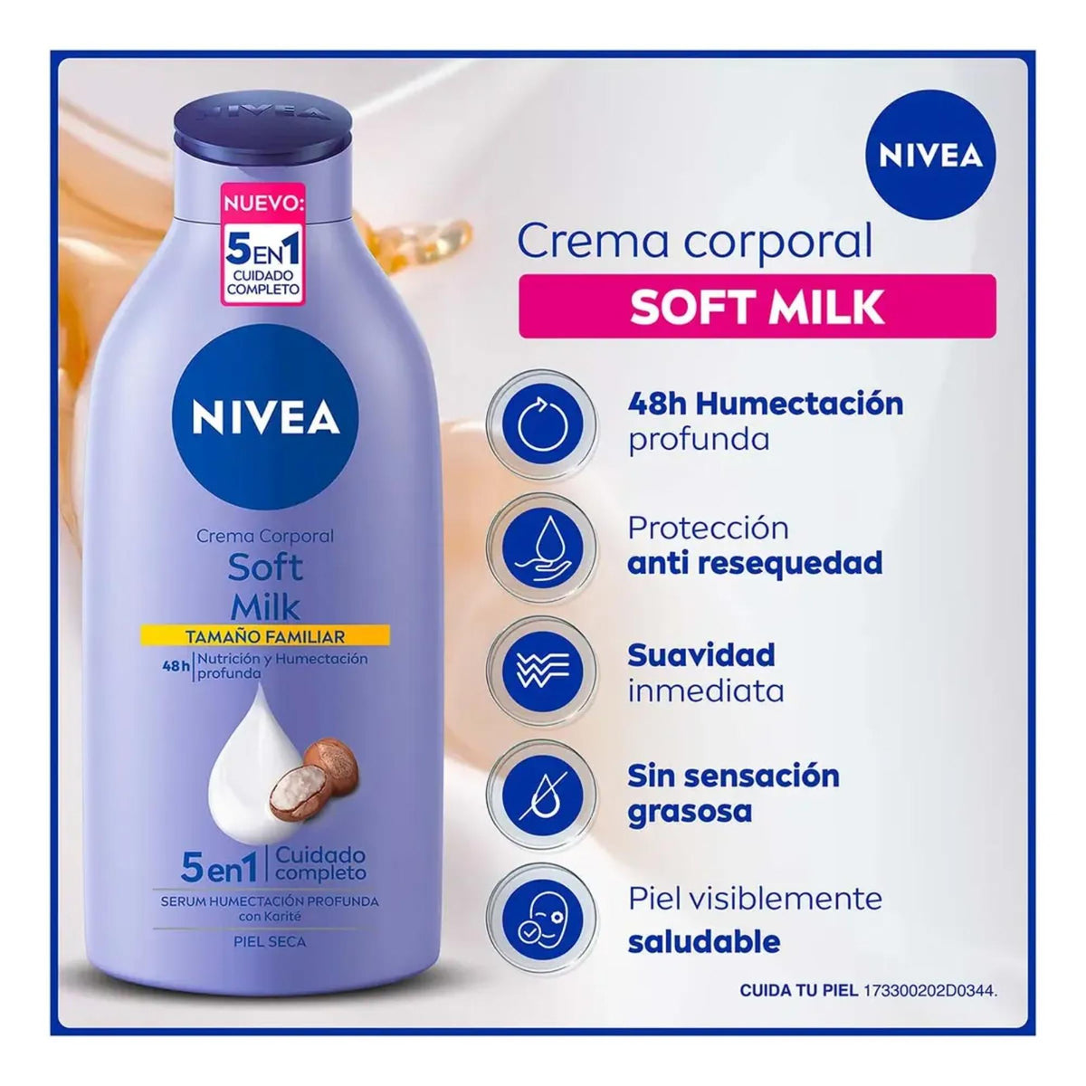 Nivea Crema Corporal Humectante Protect&m Soft Milk (650 Ml)