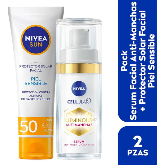 2 Pack  - Serum Nivea Luminous  + Protector Solar Sensitive