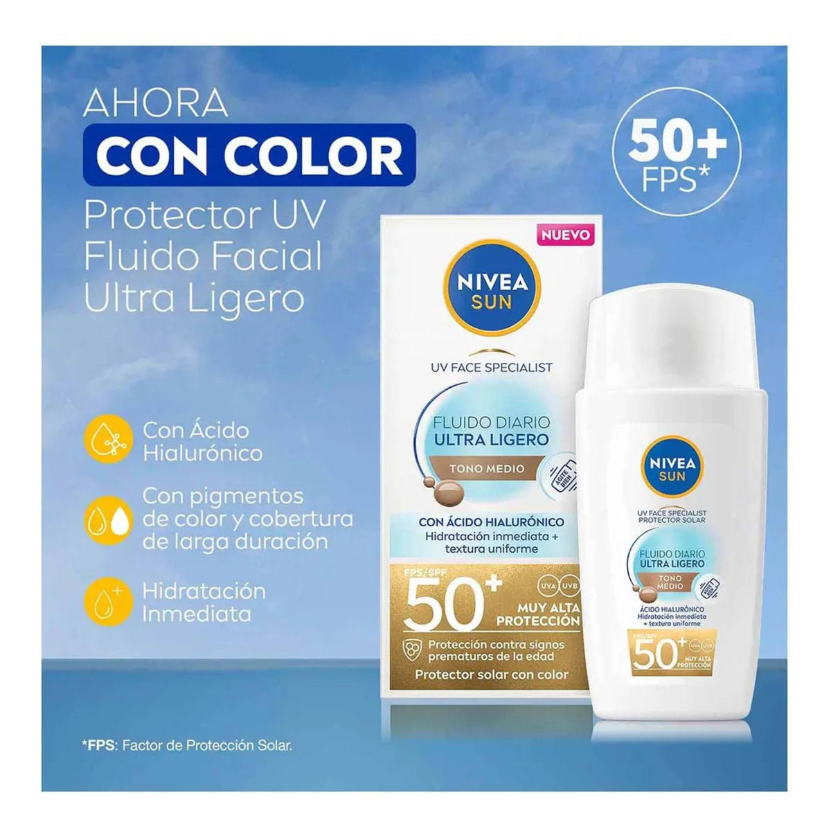Nivea Protector Solar Facial Fluido Color Medio 40ml