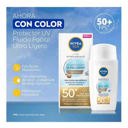 Nivea Protector Solar Facial Fluido Color Medio 40ml