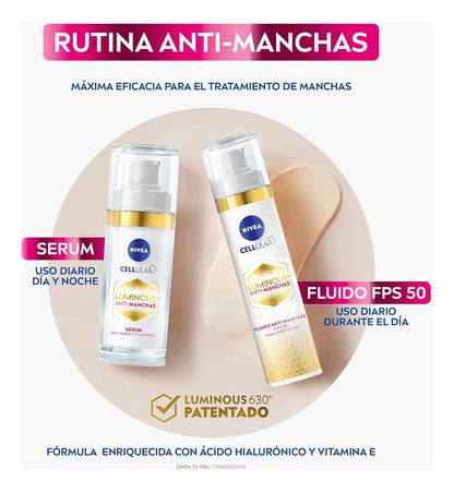 Pack 2 Nivea Luminous Fluido Facial Antimanchas