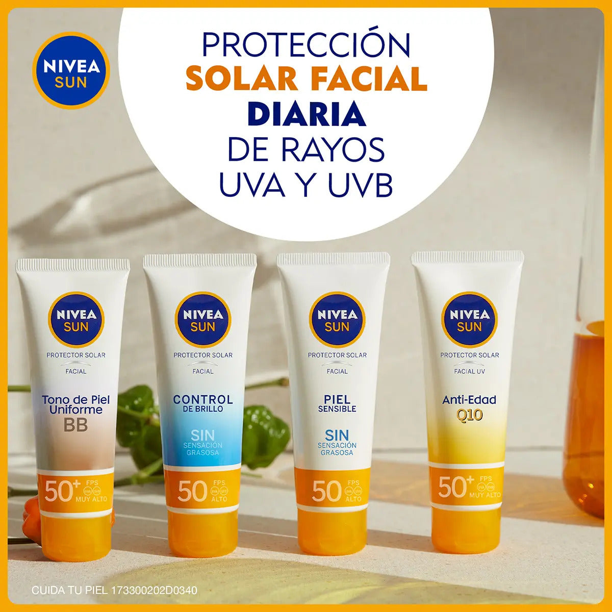 Pack 2 Nivea Sun UV Sensitive Facial FPS 50 50 ml