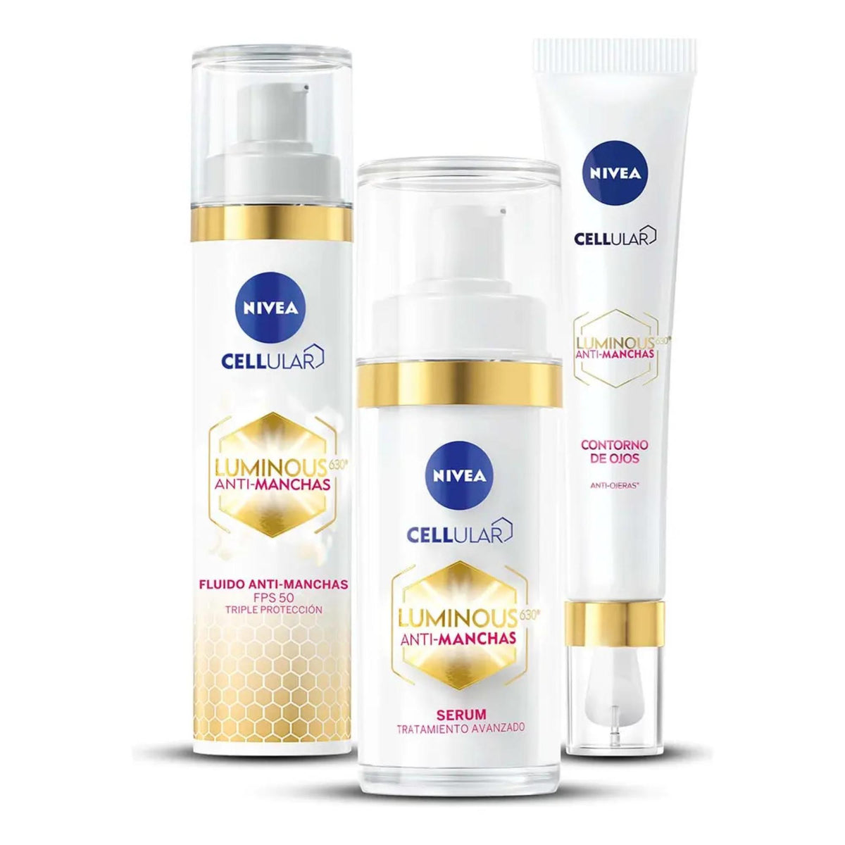 Rutina Nivea Facial Luminous Serum +fluido +contorno De Ojos