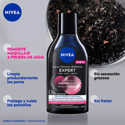 Agua Micelar Bifásica Nivea Micellair Black Expert 400 Ml