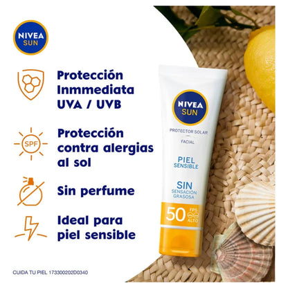 Protector Solar Facial Nivea Sun Piel Sensible Fps 50 50 Ml