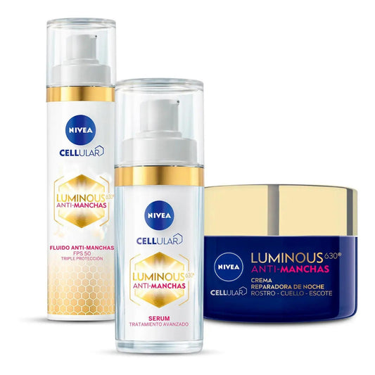 Set Nivea Luminous Fluido Sérum Y Crema Noche