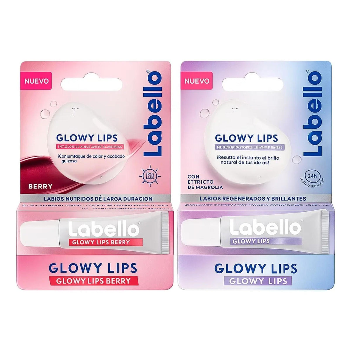 2 Pack Labello Glowy: Berry 4.8g + Clear 4.8g
