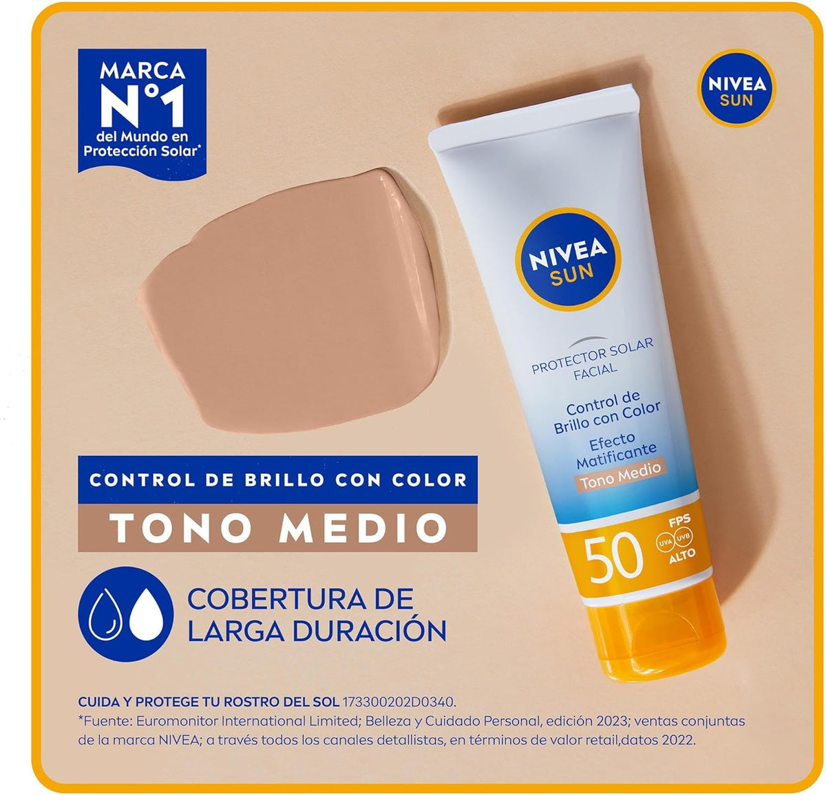 NIVEA SUN Control Brillo Tono Medio FPS 50+ 50 ml