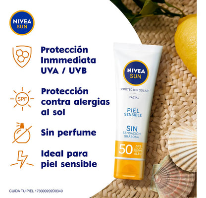 Pack 2 Nivea Sun UV Sensitive Facial FPS 50 50 ml