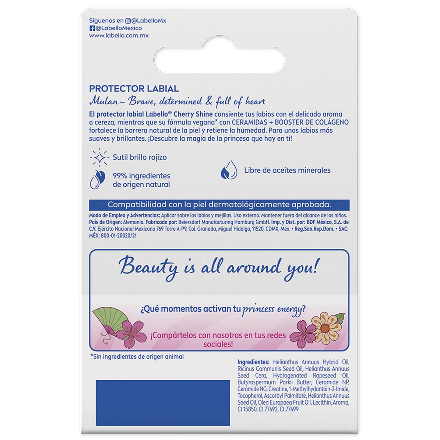 Labello Cherry Shine Mulan Edicion Limitada Princesas Disney 4,8GR